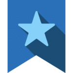 Blue ribbon icon with a star